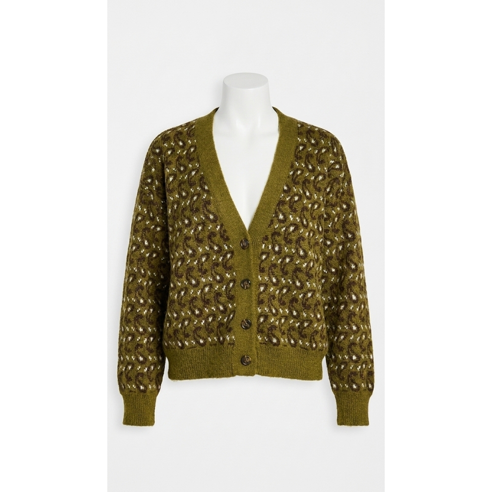NEW THE GREAT. slouch cardigan in army paisley